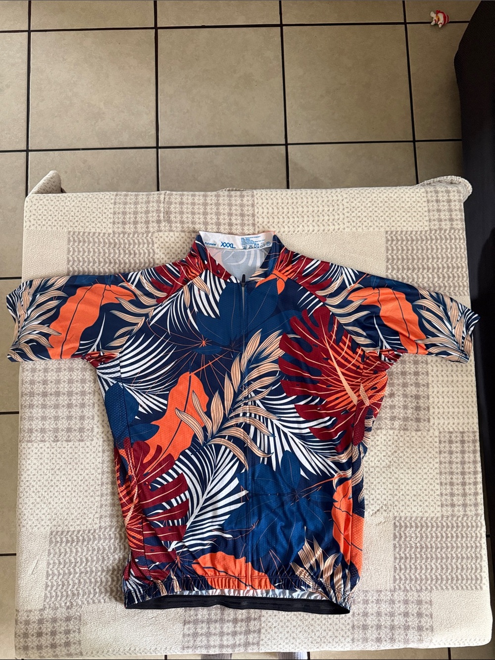 Unbranded Men's Short Sleeve Tropical Cycling Jersey in Navy & Orange